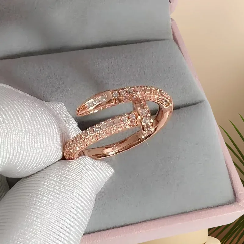 14K الذهب الحقيقي تصفيح AAA الزركون بسيط مفتوح حلقة أنيقة المرأة اليومية العمل الدائري حزب مجوهرات هدية