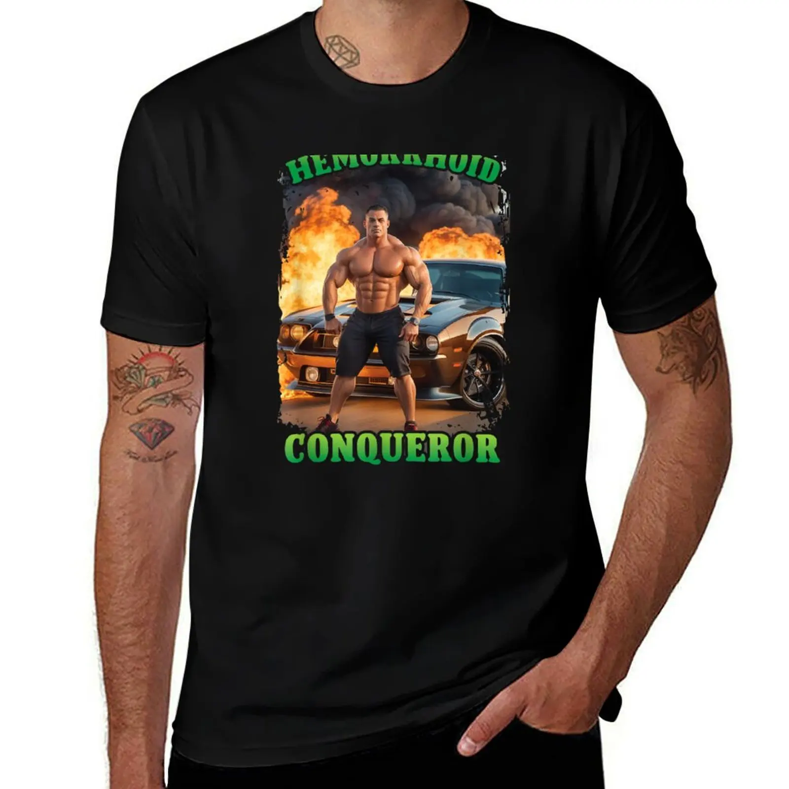 Hemorrhoid Conqueror Funny Meme Weird Offensive Cringe Joke T-Shirt cute tops vintage men t shirt