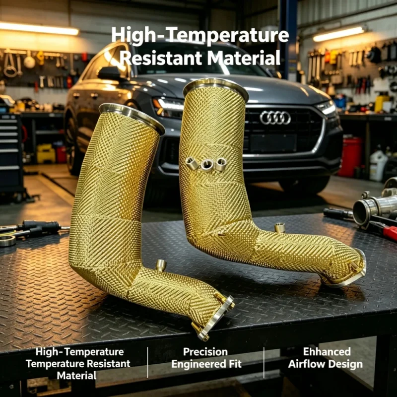 

Car Downpipe No Engine Light for Audi RSQ8 4.0T 2020-2024 Stainless Gold Insulated Down Pipe Exhaust Pipes Catalytic Converter