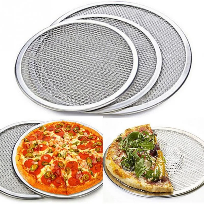 1pcs Pizza Baking Screen Aluminum Round Mesh Pizza Screen Baking Thin Crust Tray Mesh Aluminum Wire Pan Pizza Baking Tool