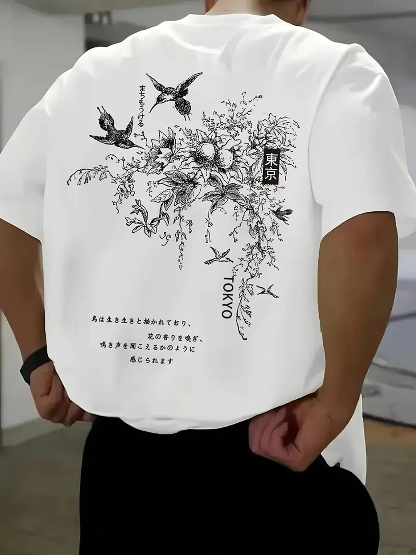 Men's Summer Cotton Casual Fashion Japanese Style Pattern Printed Breathable Round Neck Men's and Women's Short Sleeve T-shirt