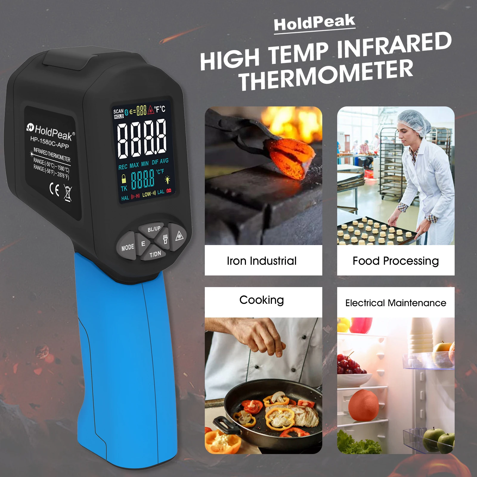 High-Temperature Infrared Thermometers For Steel, Metallurgical And Glass Manufacturing Industries HP-1580C-APP Thermohygrometer