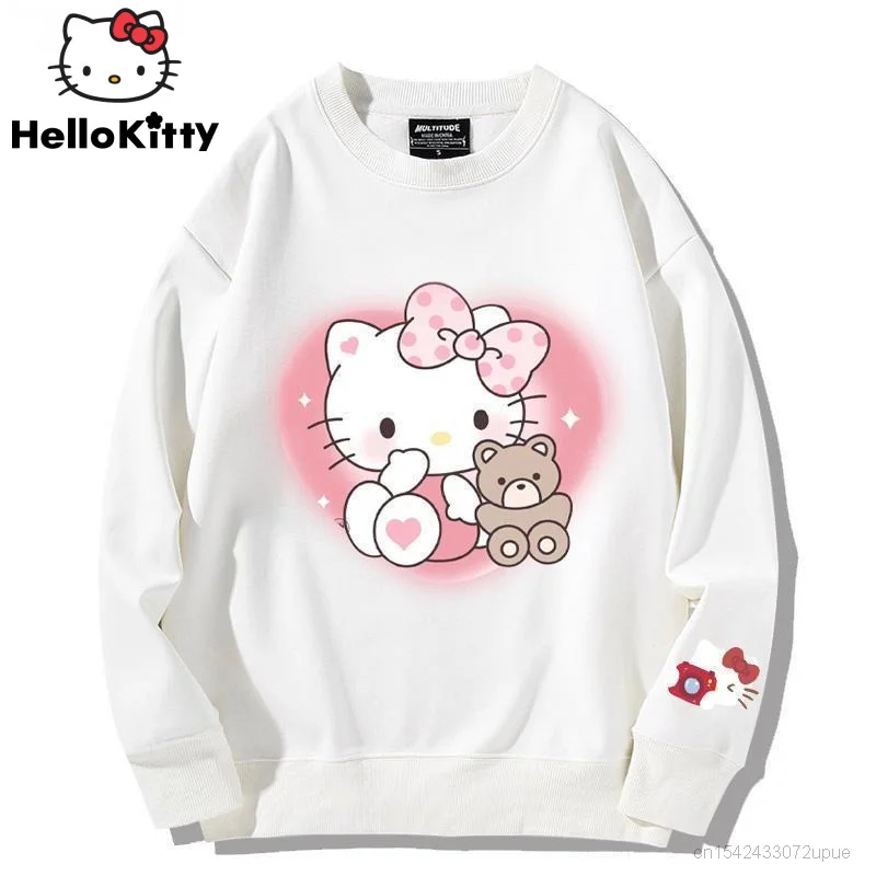 

Sanrio Hello Kitty Y2k Clothes Women Men Loose Top Shirts Autumn Cartoon Fashion Round Neck Pullovers Couples Cute Sweatshirts