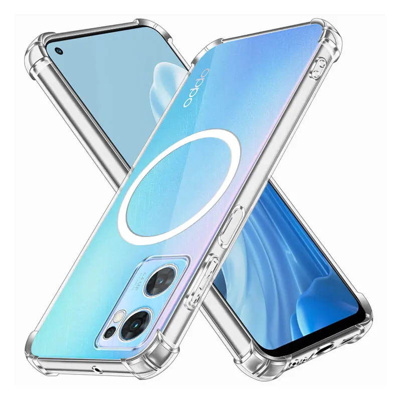 For Oppo Find X5 Lite /X3 Neo Case With Magnetic Sticker Soft Silicone Phone Case Find X6 Pro /X7 Ultra Shockproof Clear Cover