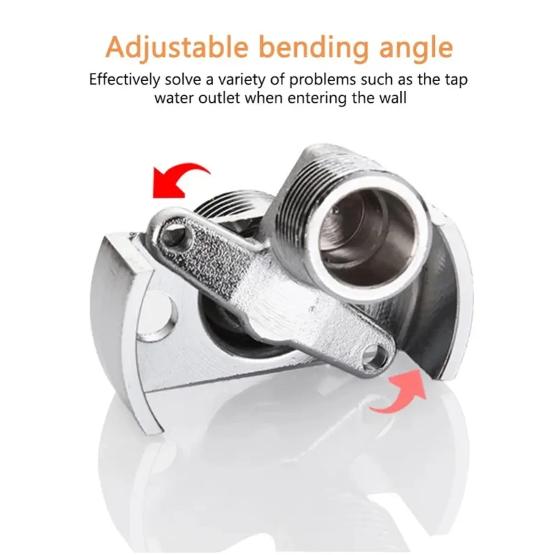 Universal Curved Nipple Eccentric Adapter Shower Converter Hot/Cold Mixing Valve Angle Correction Elbow for Faucet Adjustable