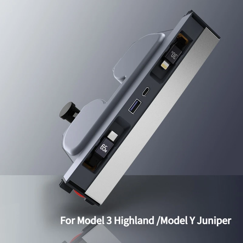 For Model 3 Highland /Model Y Juniper Docking Station, Telescopic Cable Charger, Car Charger Slide Car Telescopic Fast Charge