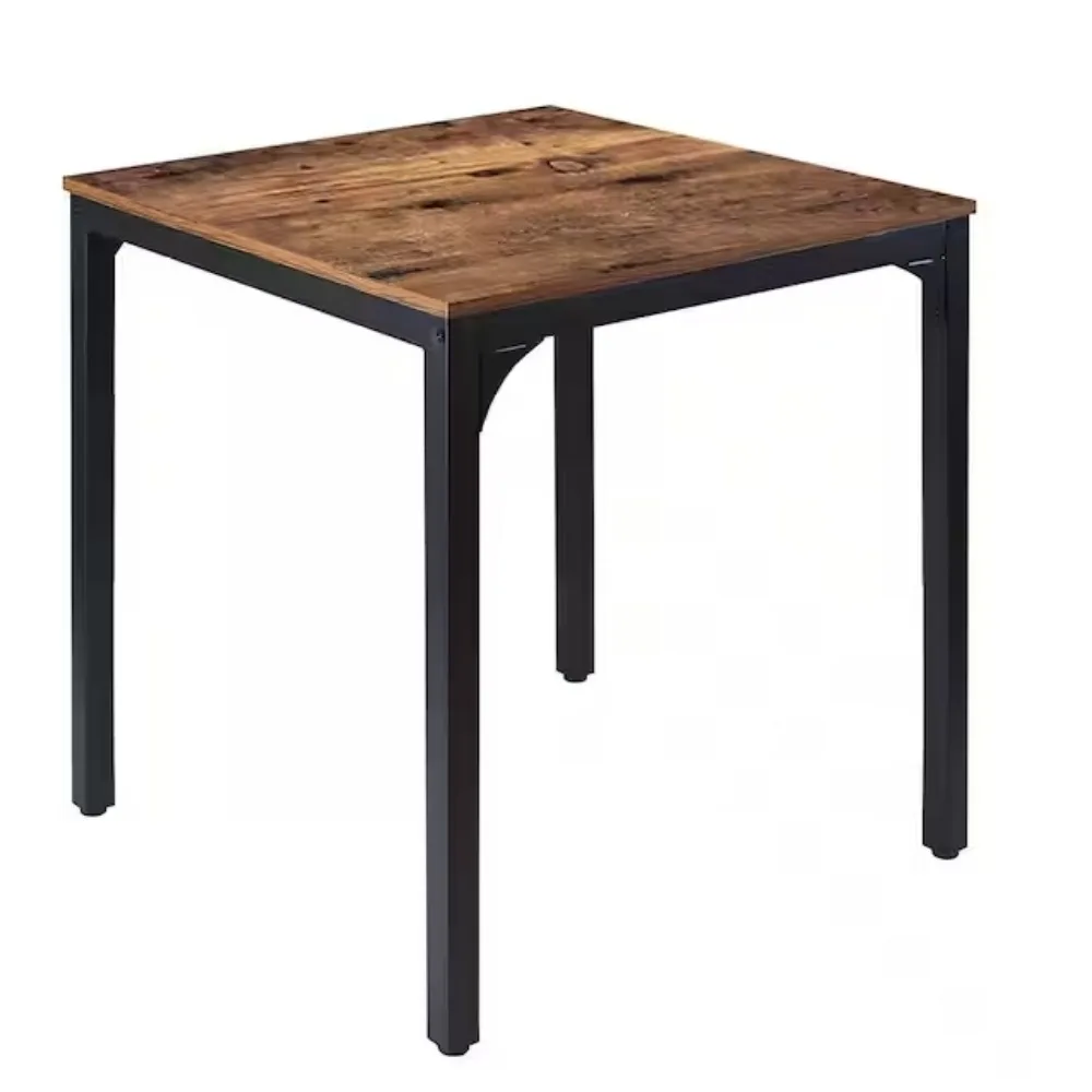 

Square Industrial Kitchen Dining Table, Desk for Small Spaces with Stable Metal Sturdy Construction