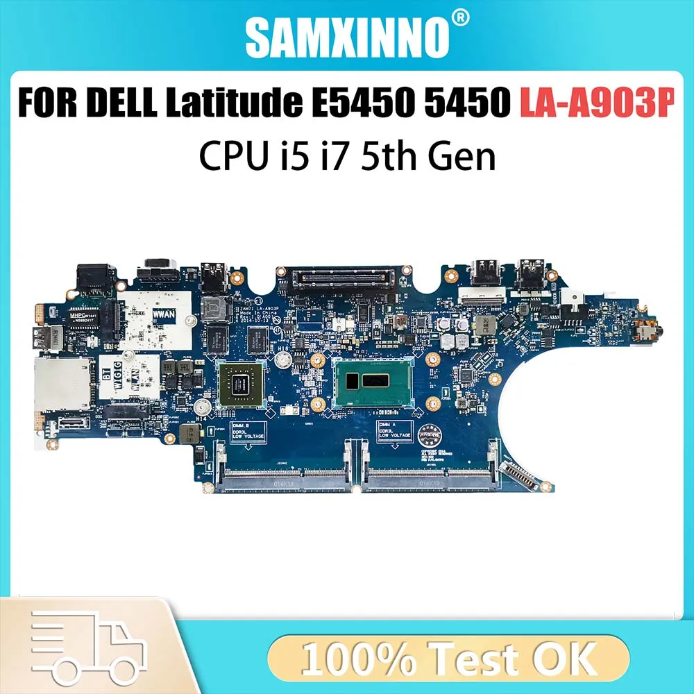 

Laptop Mainboard For DELL Latitude E5450 5450 0RH5P 017FG2 LA-A903P Computer Motherboard i5 i7 5th Gen CPU 830 840M V2G DDR3