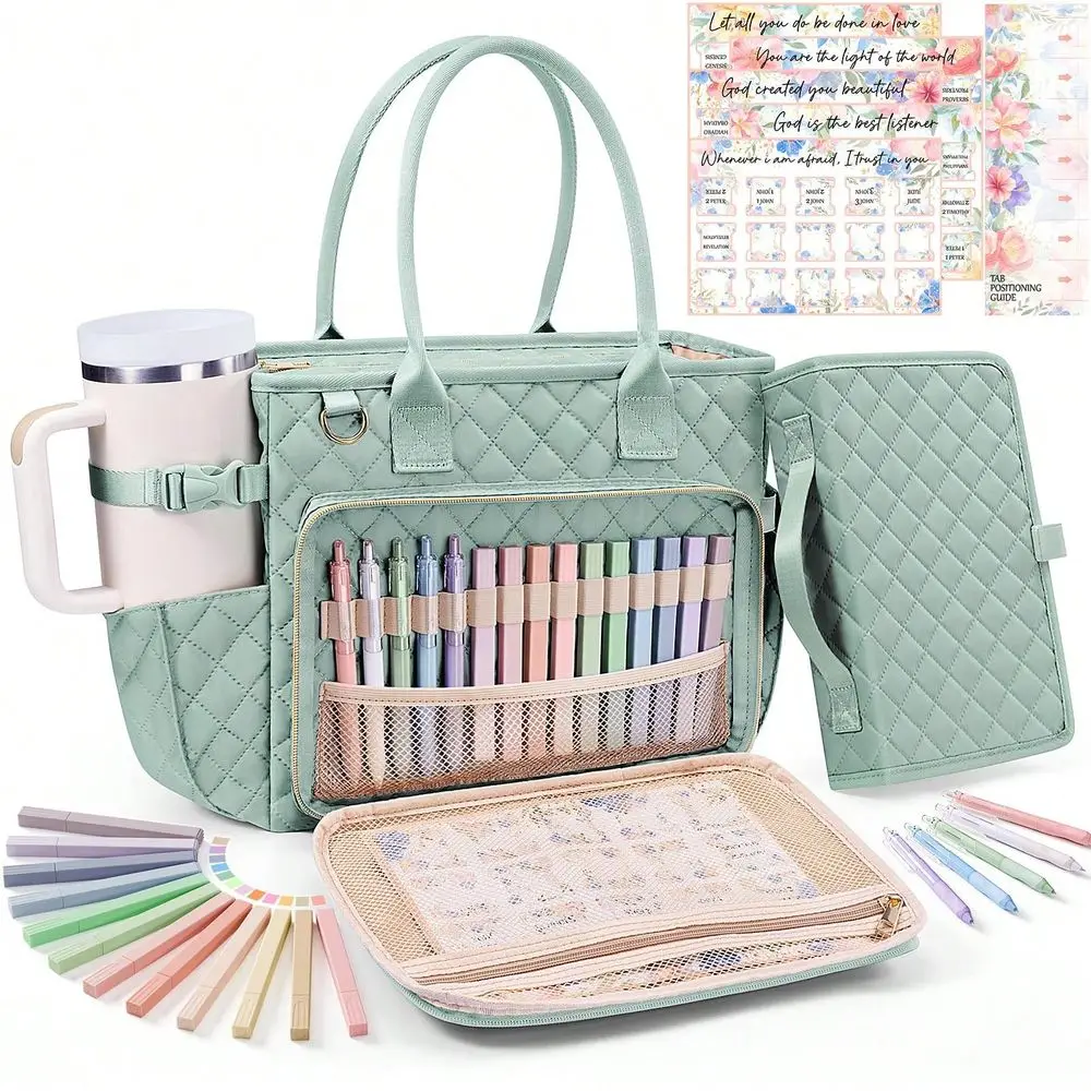 

Сумка для Библии с чехлом для Библии для женщин, стеганая сумка-тоут для церкви, чехол для переноски Библии с плечевым ремнем, принадлежности для изучения Библии.