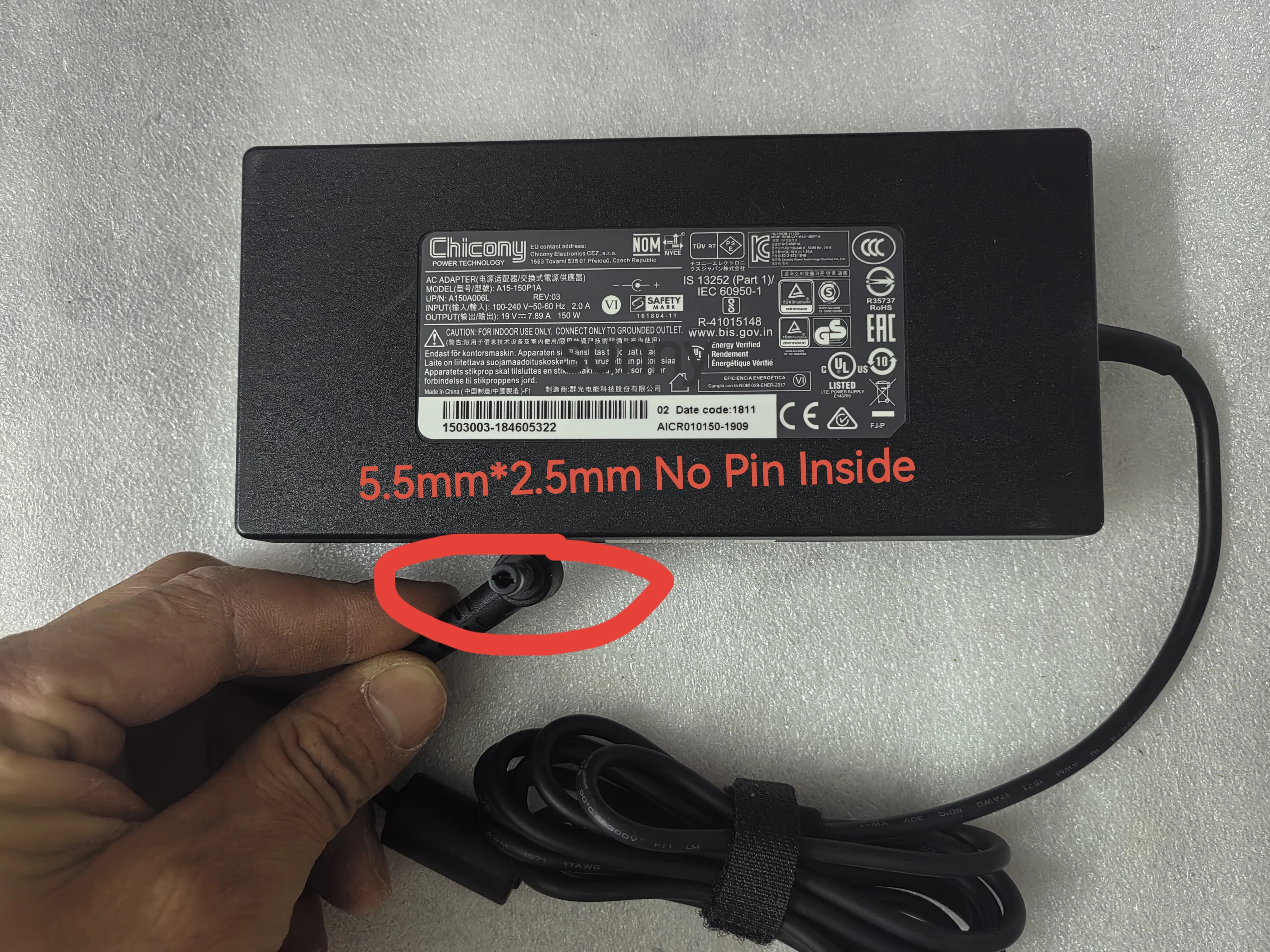 OEM Slim Chicony 19V 7.89A 5.5mm*2.5mm 150W AC Adapter A15-150P1A UP/N:A150A006L REV:03 161804-11 for XGIMI H1S Micro Projector