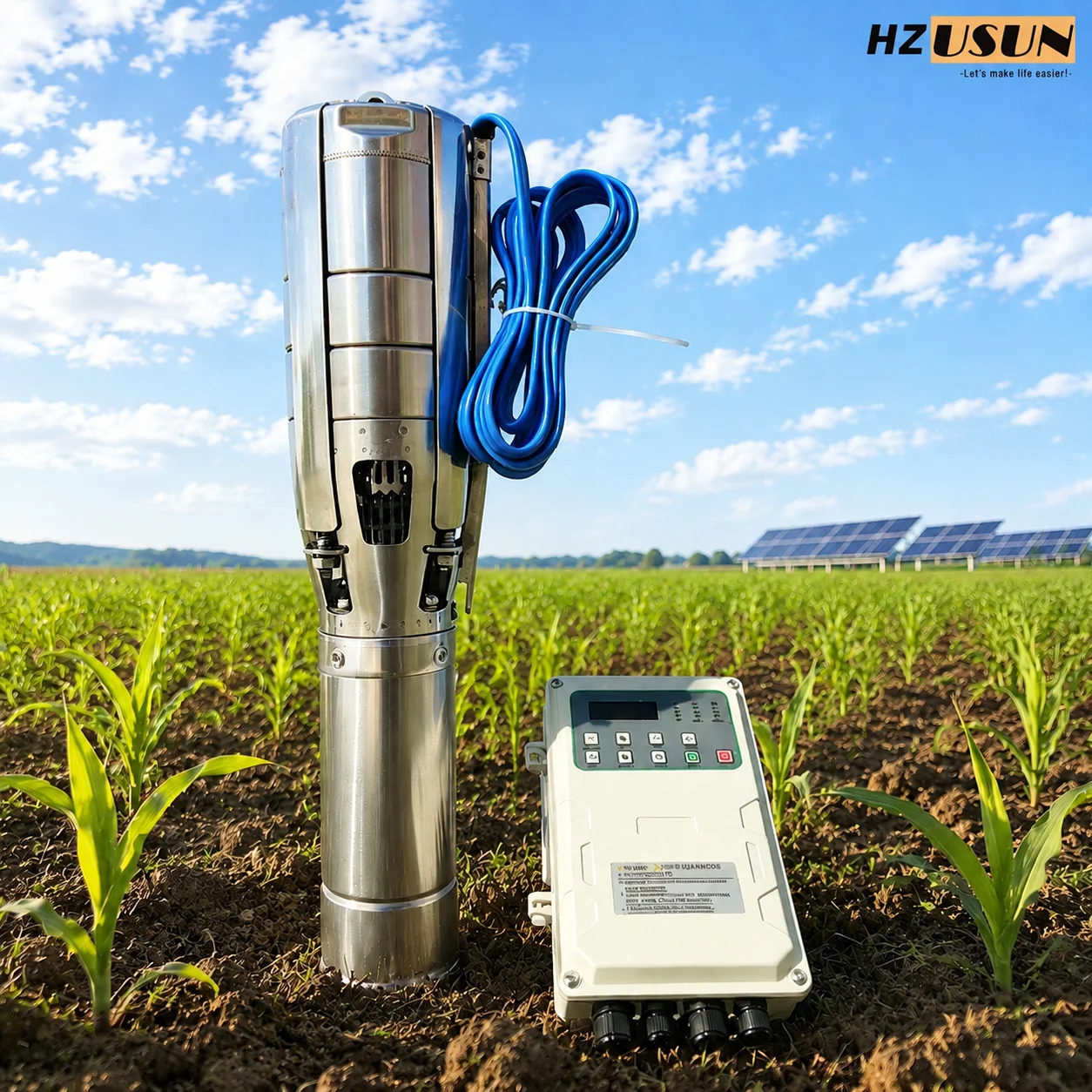 5.5HP High Flow Shallow Well Solar Submersible Pump 3'' Pipe 80M3/H Irrigation Water Transfer Pump Set Powered by Solar Panel