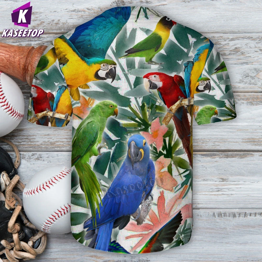 Parrot Tropical Flowe 3D Print T-shirt Boy Summer Baseball Shirt Hip Hop Harajuku Streetwear Men Breathable Loose Baseball Jerse