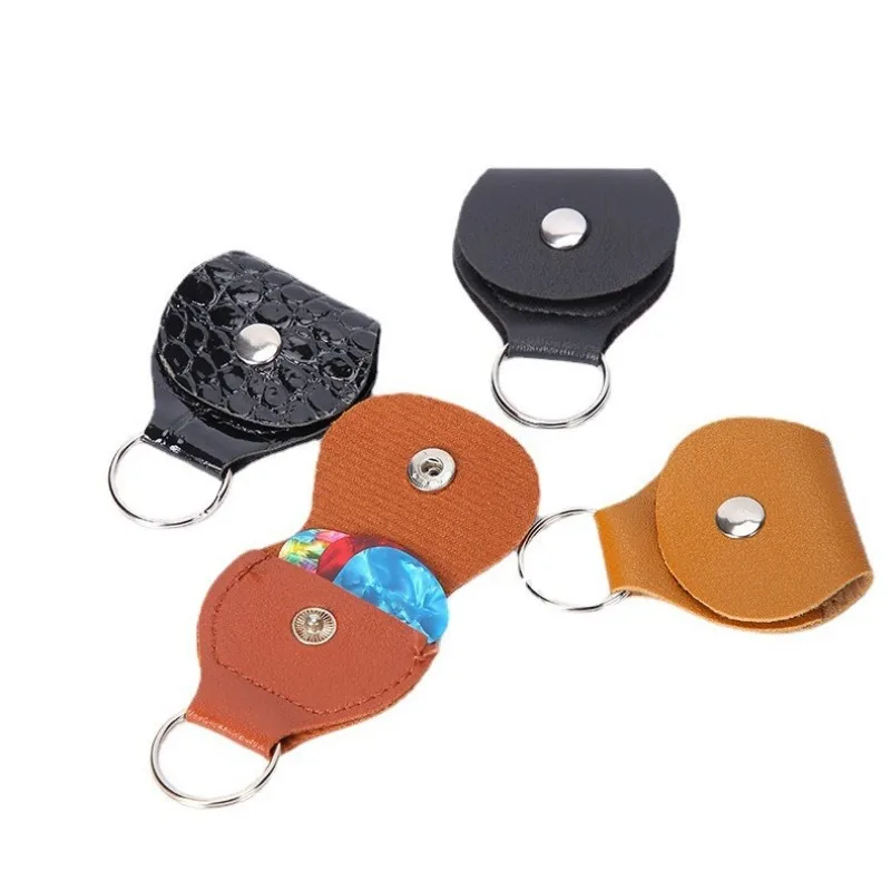 Mini bolsa de almacenamiento para púas de guitarra estilo prensa, Material de cuero PU, estuches para púas de guitarra, bolsa, herramientas de almacenamiento de accesorios para instrumentos musicales