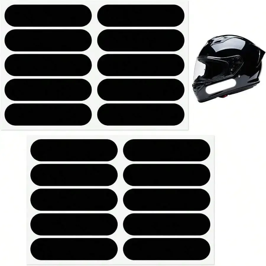 

20pcs Motorcycle Helmet Reflective Stickers Black High Visibility Waterproof Safety Decals For Night Riding