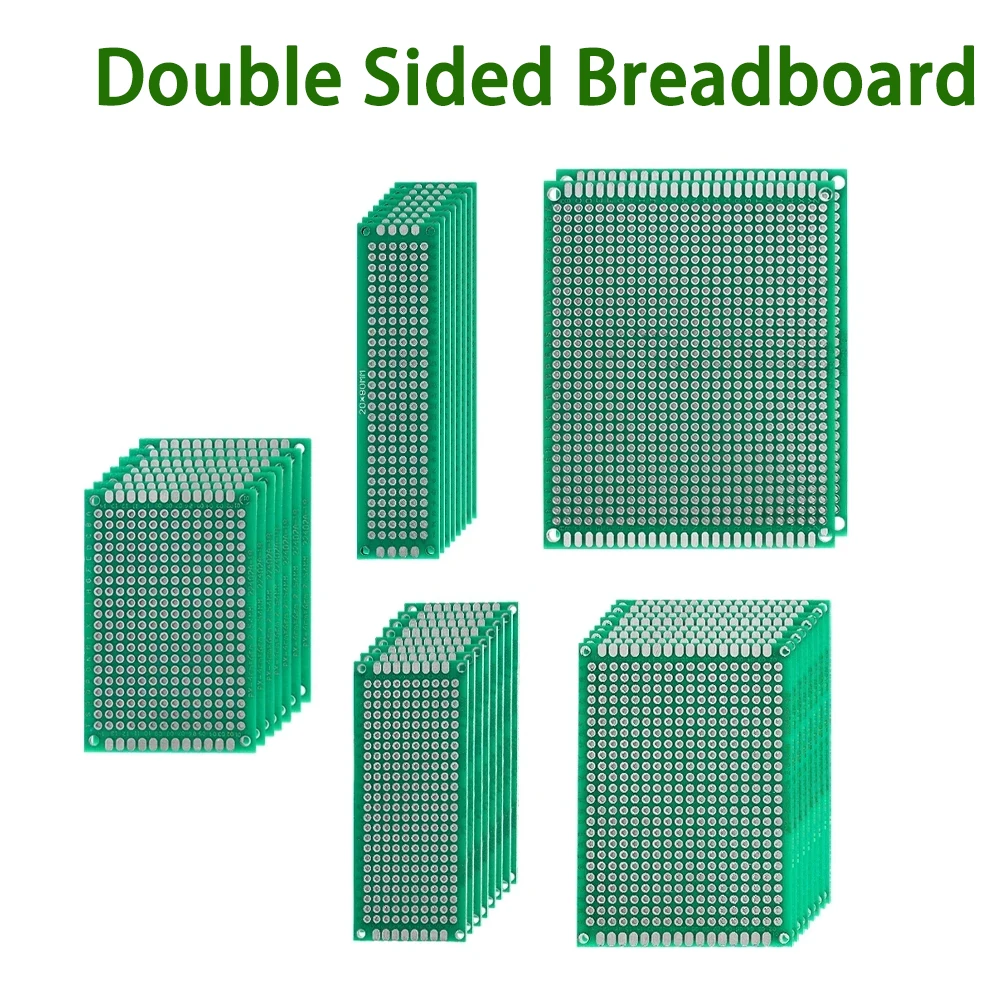 Placa de prueba de circuito PCB Universal, 4-40 Uds., 2x8, 3x7, 4x6, 5x7, 7x9, 10x10, 10x15CM, placa de pruebas de doble cara, Kit electrónico DIY