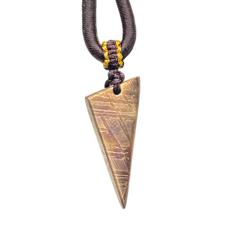 Muonionalusta Iron Meteorite Necklace Triangle Shape High Temperature Color Slice  Space Rock Pendant Collectible Gift -LK328