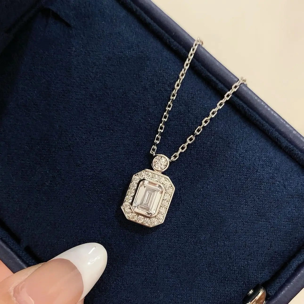 

100% 925 Sterling Silver Pave 5A Zirconia Square Pendant Necklaces For Women Fine Jewelry