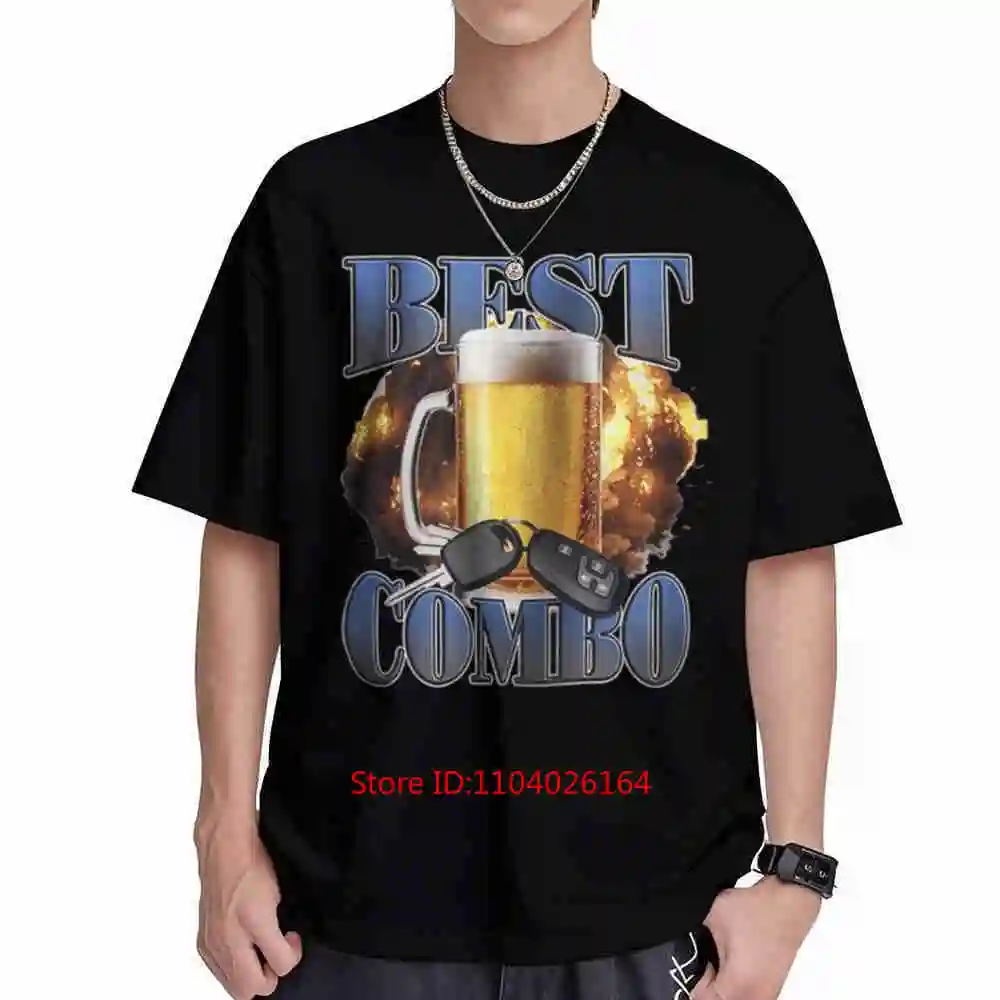Funny Drunk Driving Best Combo Beer Car Sobriety Statement Short Sleeve Tee 100% Cotton T-Shirt