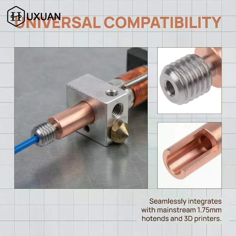 Ender 3 CR10 3D Printer Parts Heatbreak Tube Copper Plated Fast Replacement for Smooth and Reliable Hotend Output