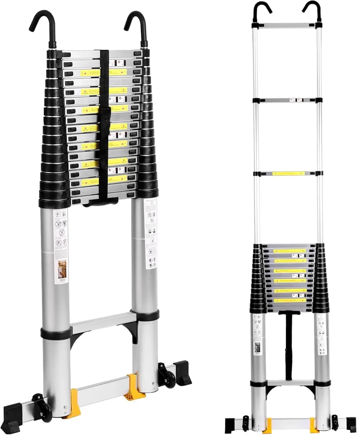 บันไดเหลื่อม 26.2FT, อะลูมิเนียมพับได้พร้อมเท้ากันลื่น, กะทัดรัดน้ําหนักเบาสําหรับ RV, ครัวเรือน, ความจุ 330 ปอนด์ (26.2 ฟุต)