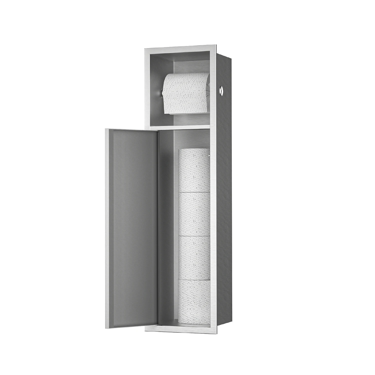 Bathroom Concealed 304 Stainless Steel Modern Multi-functional Recessed Toilet Paper Holder Brush Holder Anti-rust