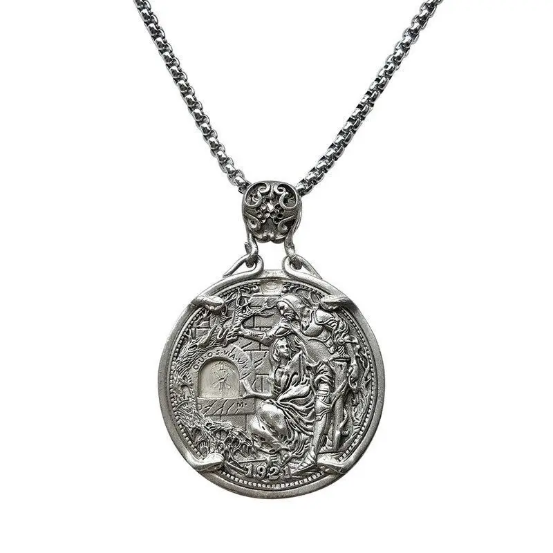 [Movable Mechanism] 1921 Holy Grail Wandering Coin Knight Drawing Sword Mechanism Coin, Antique Silver-plated Copper Coin