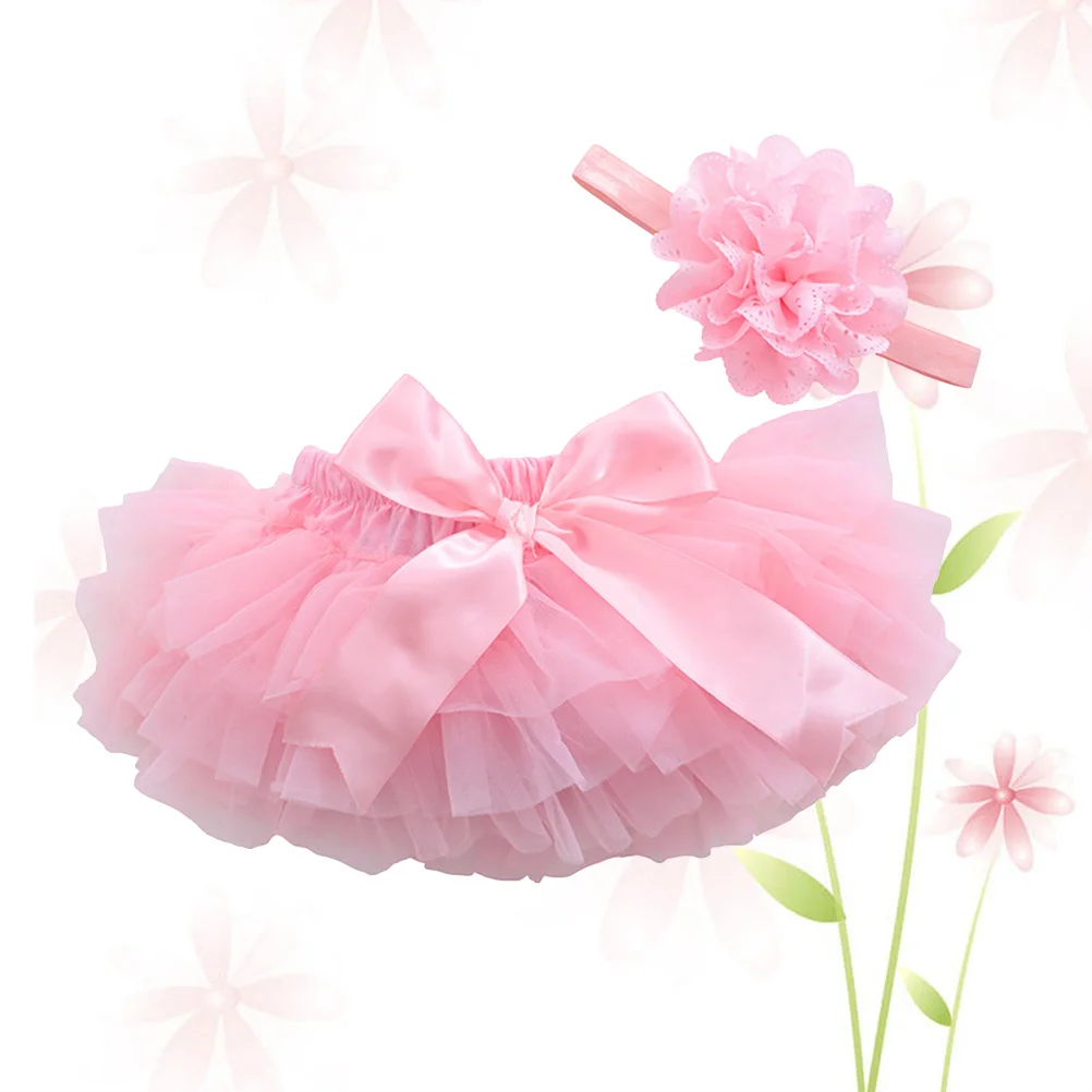 

Tutu Skirt for Baby Girls Newborn Toddlers Birthday Dress Headdress Size L Pink Satin Elastic Waistband Easy to Clean