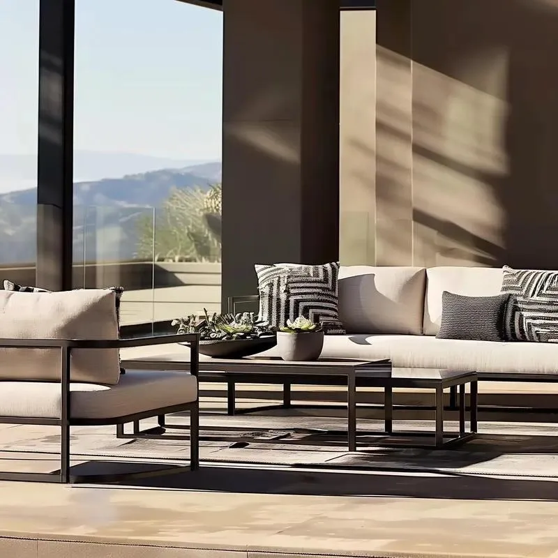 for Customizable Powder Coated Aluminum Triple Outdoor Sofa Sled Base Modern Patio Lounge Chair with Cushion Poolside Garden