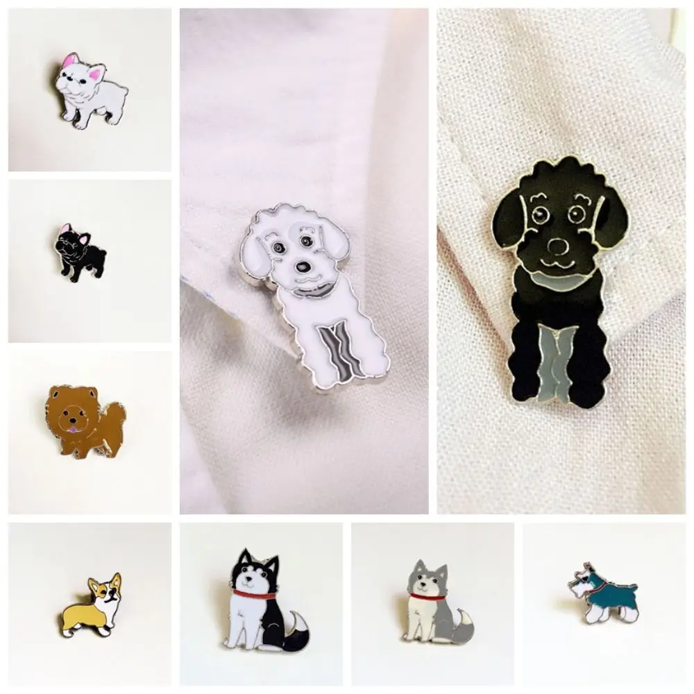 Accesorios de ropa, broche de perro de dibujos animados, Animal, Bulldog, perro, alfileres esmaltados, insignia de Metal de dibujos animados de Husky divertido, abrigo