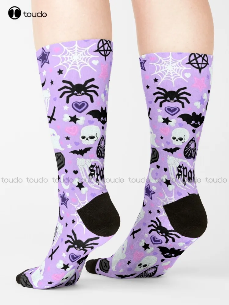 Chaussettes gothiques pastel pour hommes, streetwear d'art drôle, dessin animé coloré, cadeau de Noël, nouvel an, unisexe, adulte, Halloween