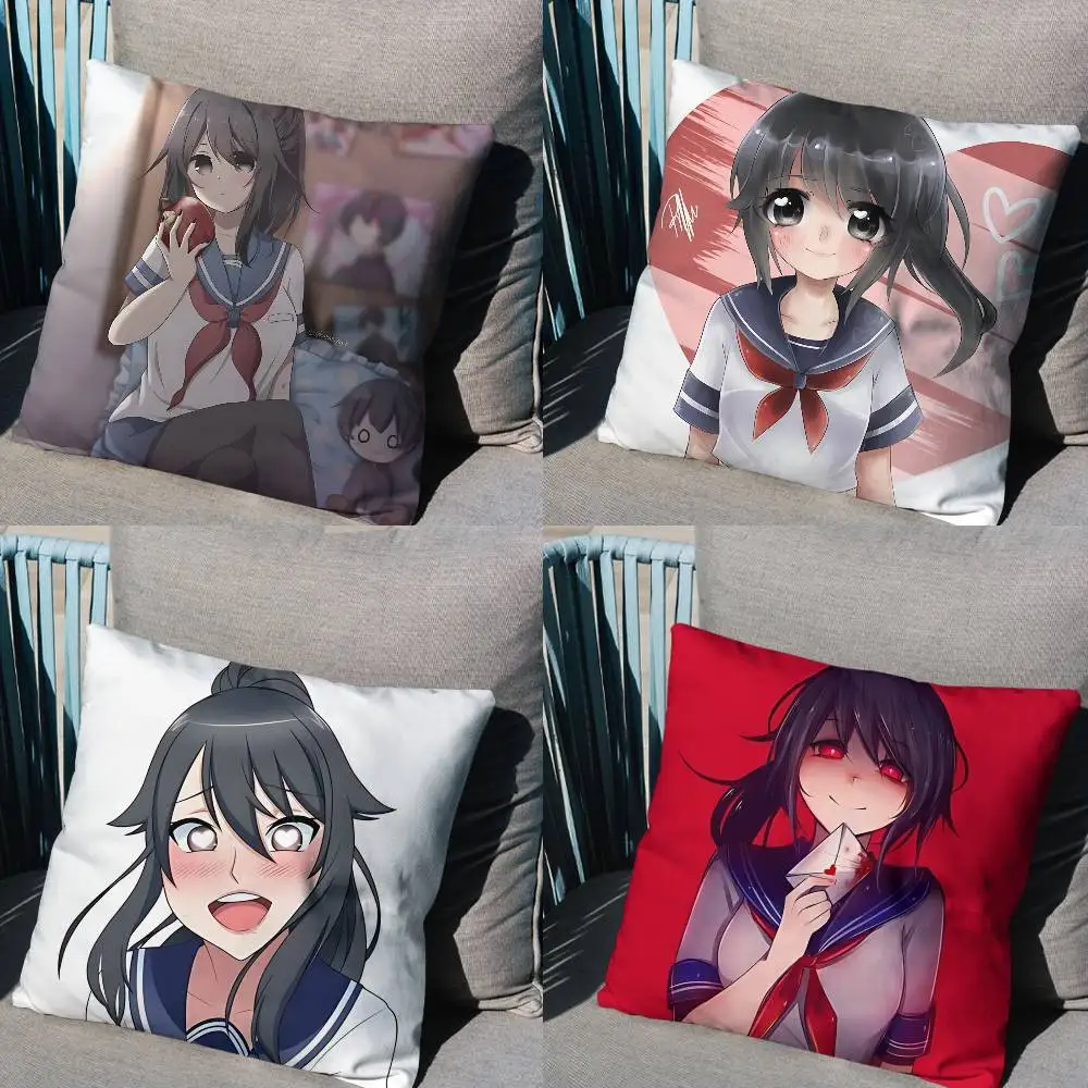 

Yandere Simulator Ayano Aishi Print Throw Pillow Cover 45×45cm Square Cushion Case for Living Room Bedroom Decor