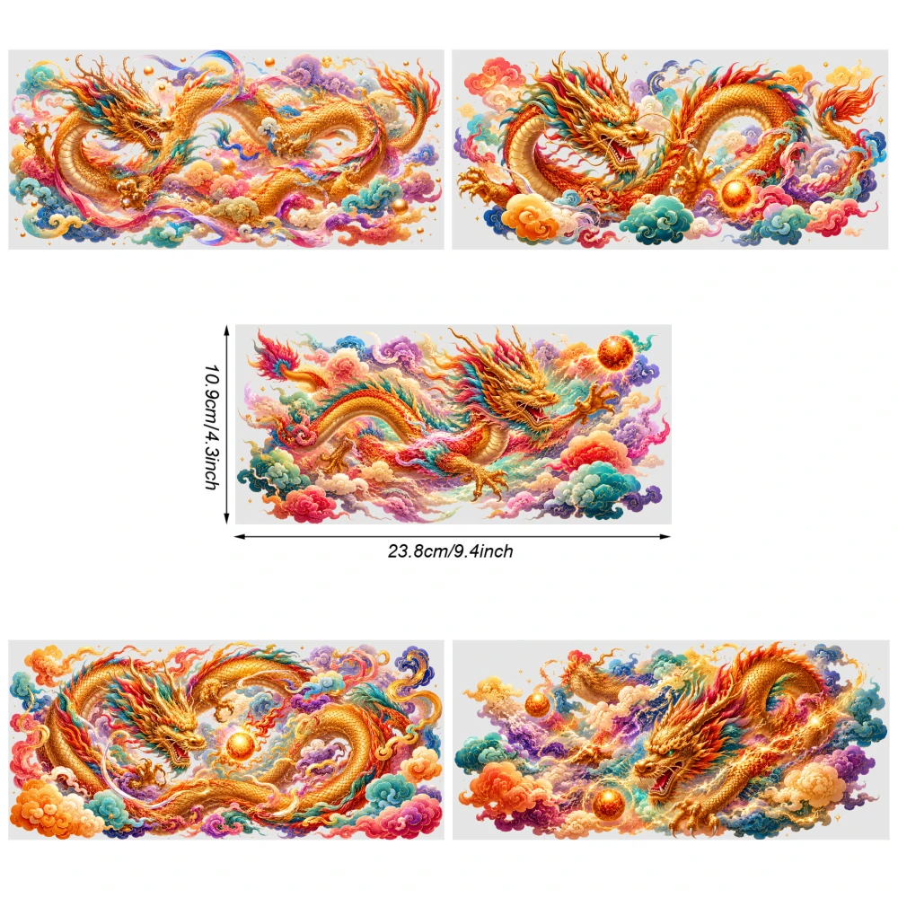 5 Sheets Dragon Clouds UV DTF Stickers Transfer Sticker Decal Suitable for 16 oz Glass for 16 oz Tumbler