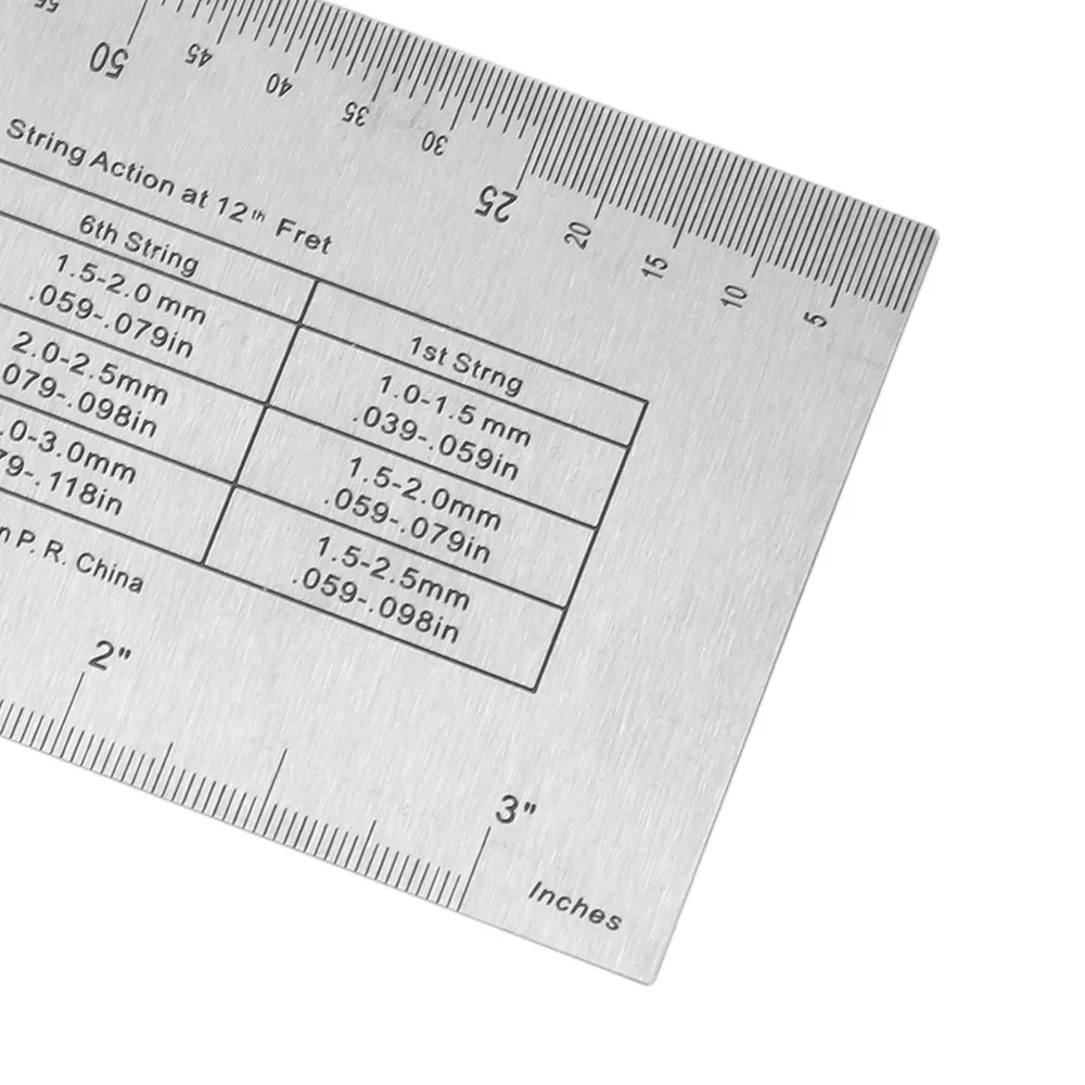 Metal Guitar String Action Ruler Small Pocket Size Accurate Measurement Accurate Measurement Tool Silver Guitar Measuring Tool