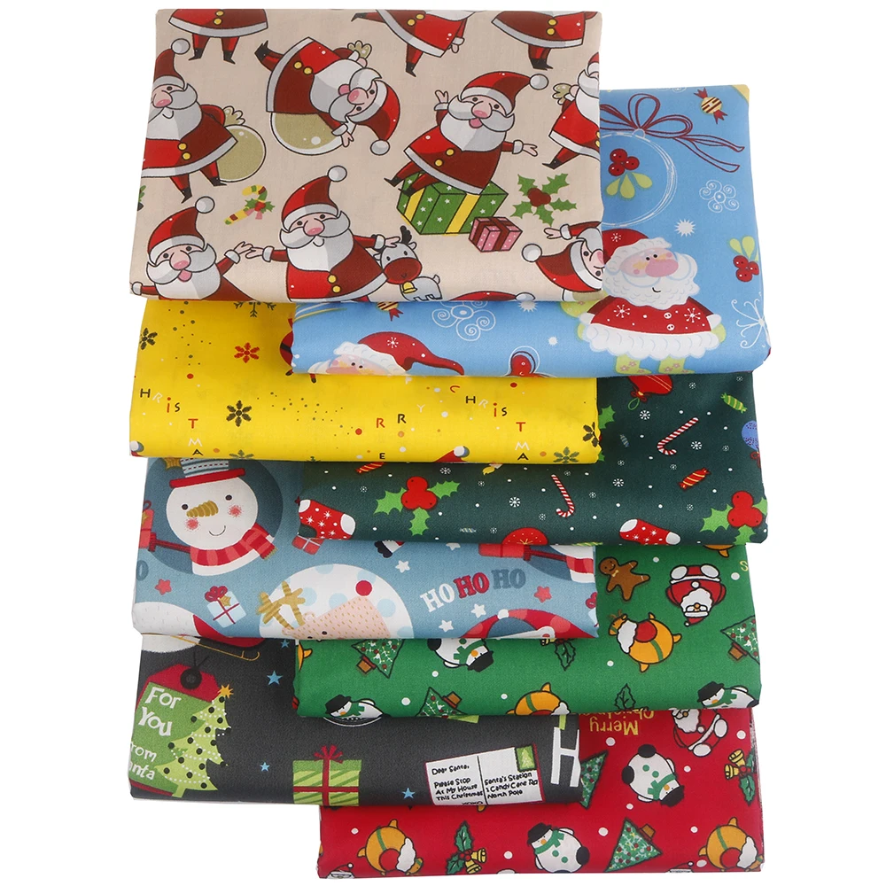 Christmas Series Twill Cotton Fabric Patchwork Tissue Cloth Set DIY Needlework Sewing Quilting Handmade Material8pcs/Lot,20x25cm