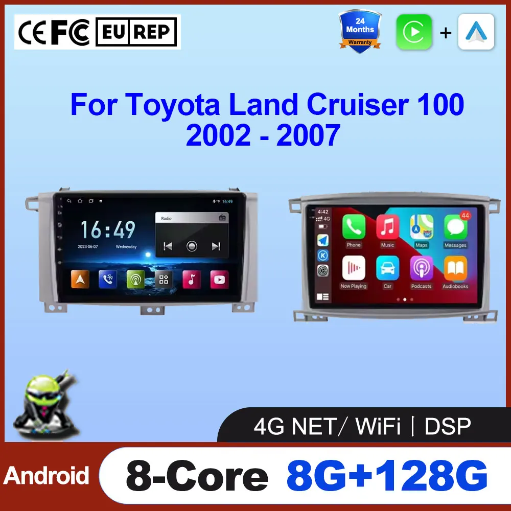 Car Radio Multimedia Stereo Player Navigation Wireless Carplay Android 16 Auto For Toyota Land Cruiser 100 2002 - 2007 Tools Fan