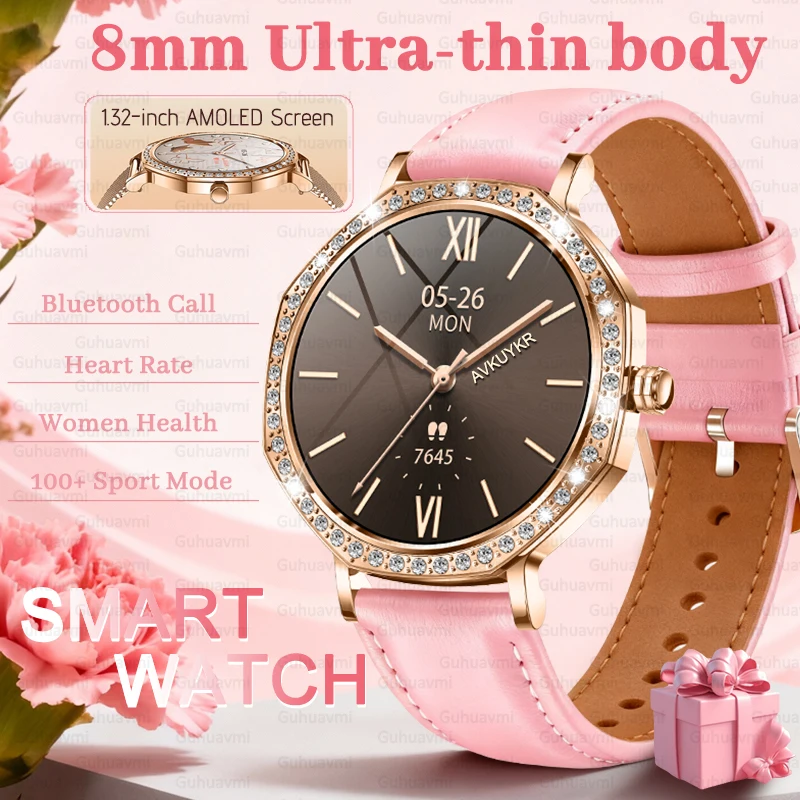 

2025 New Ladies' Fashion Bluetooth Call Smartwatch AI Custom Dial Heart Rate Fitness Tracker Rose Gold Luxury Smart Watch Gifts