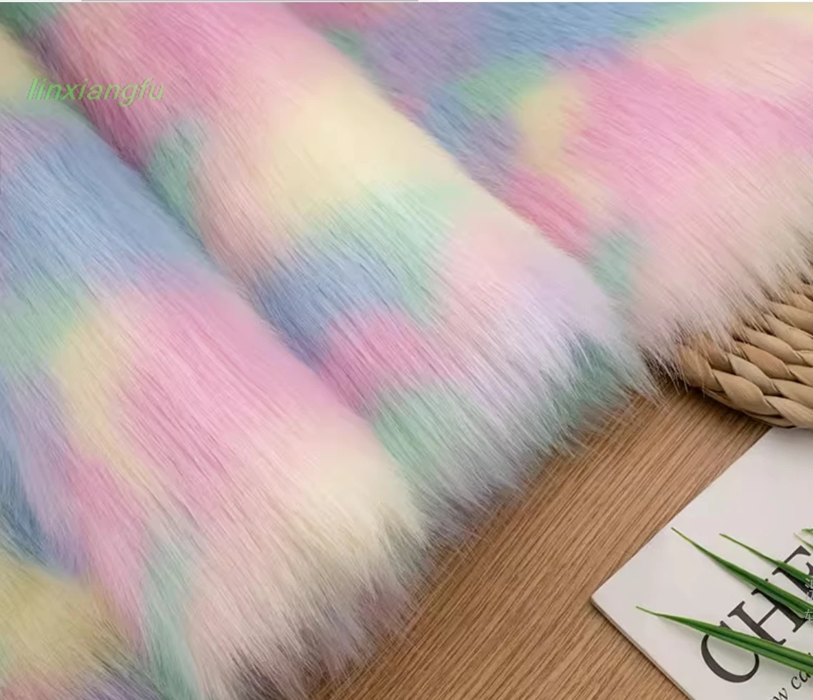 High-grade tie-dye faux fox velvet fabric, clothing fur collar, handmade DIY scarf decorative cloth.