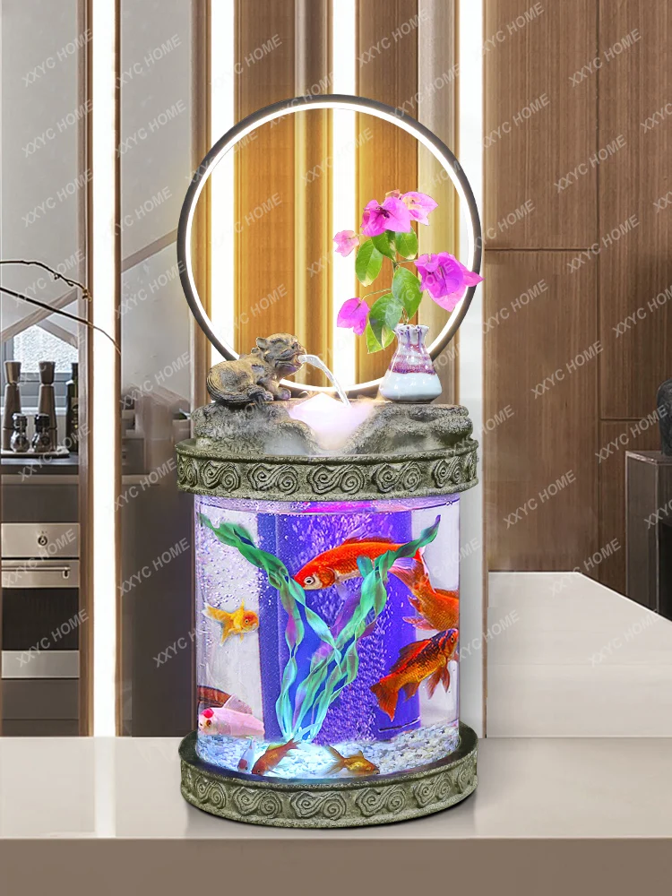 

Living Room Desktop Small and Medium-Sized Lucky Circulating Water Landscape Fish Tank Office Cashier Lucky Outfit