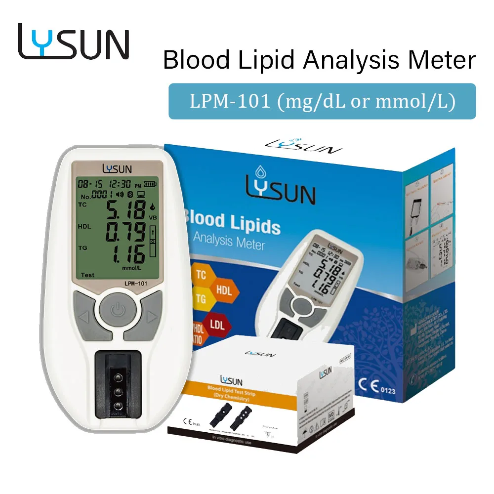 Lysun Blood Lipid Analysis Meter for Total Cholesterol Lipoprotein  Triglycerides Test