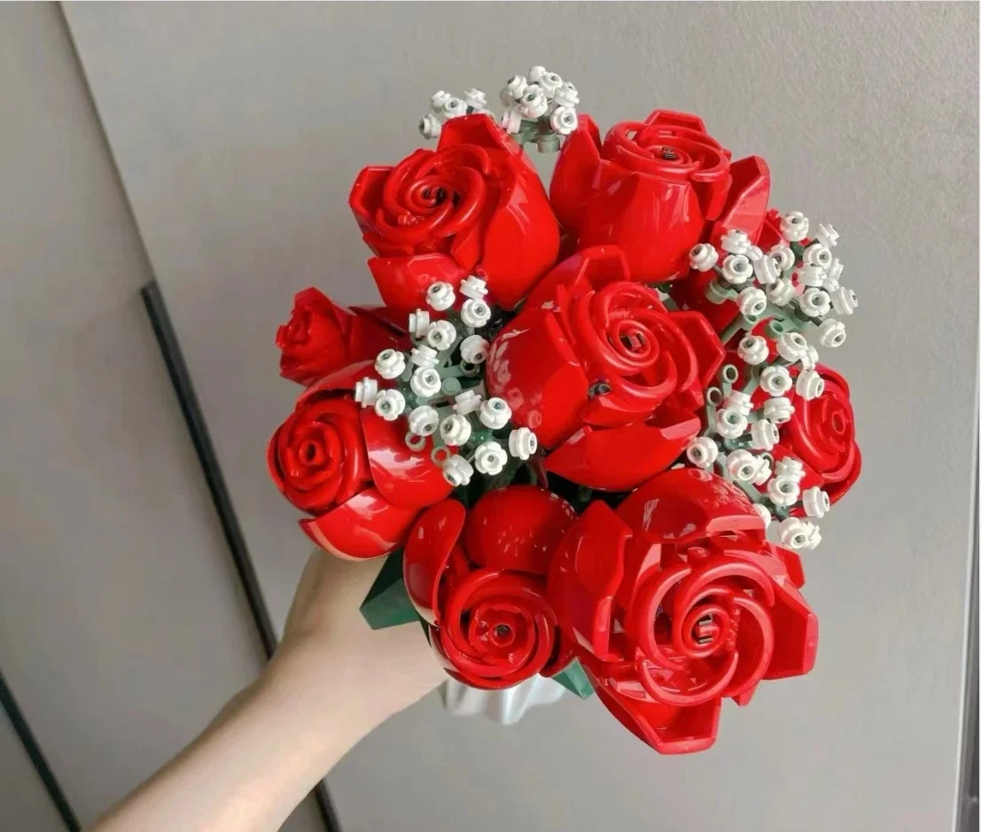 Neue kompatible Blumen Blumenstrauß von Rosen Konstrukteur Ziegel Spielzeug für Mädchen Bausteine Jubiläum Valentinstag Geschenke