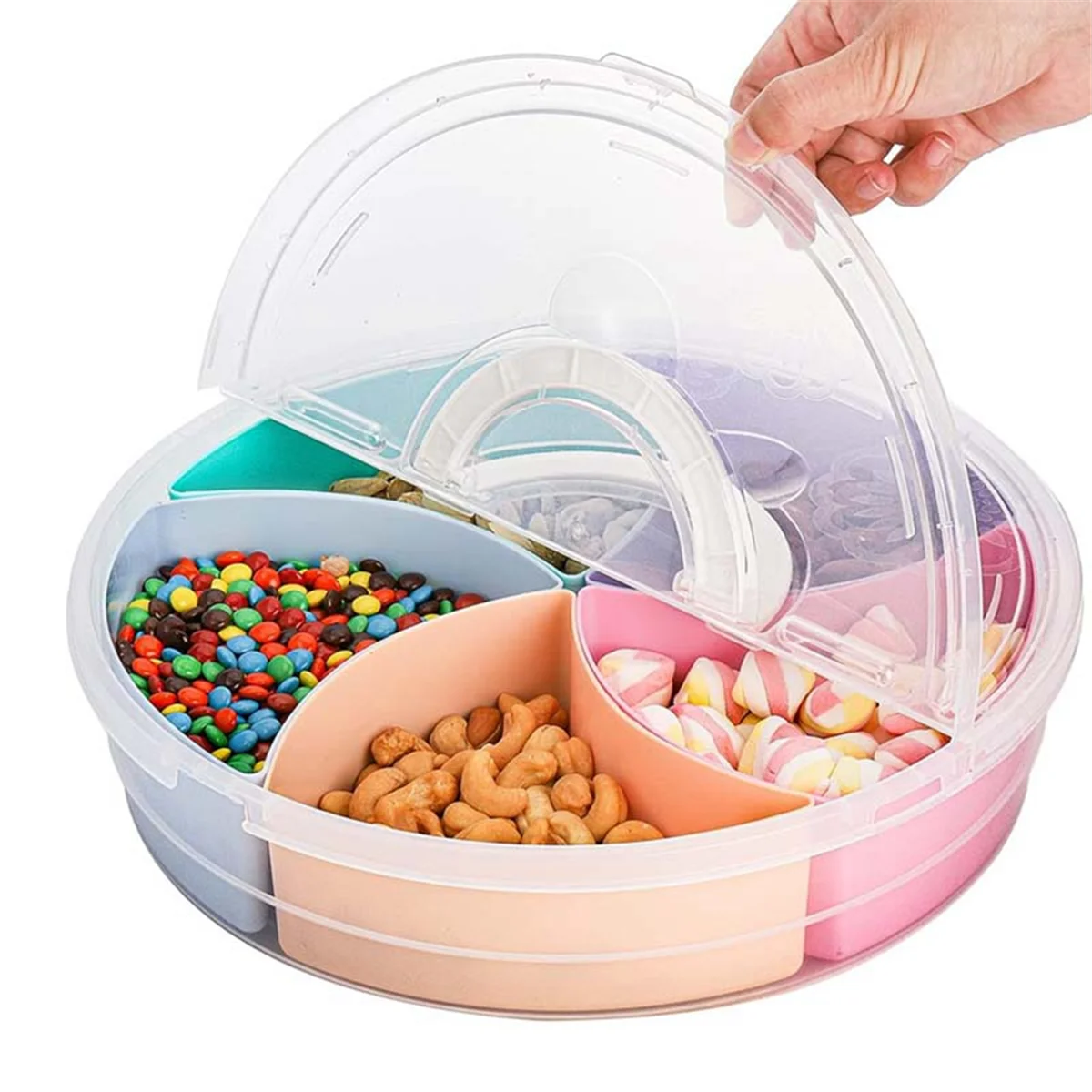 2Pc Multi-Function Food Storage Tray with Lid Food Containers Tray for Nuts and Candy Fruit Snack Plate Serving PlatteHUG