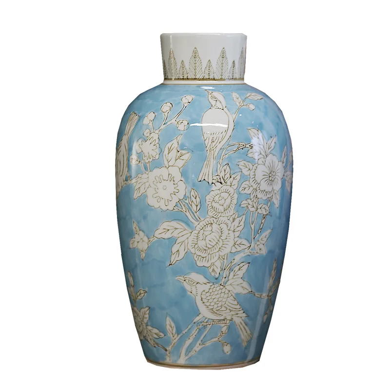 

white porcelain high-end new Chinese-style living room desktop hydroponic flower arrangement lantern bottle entrance ornament