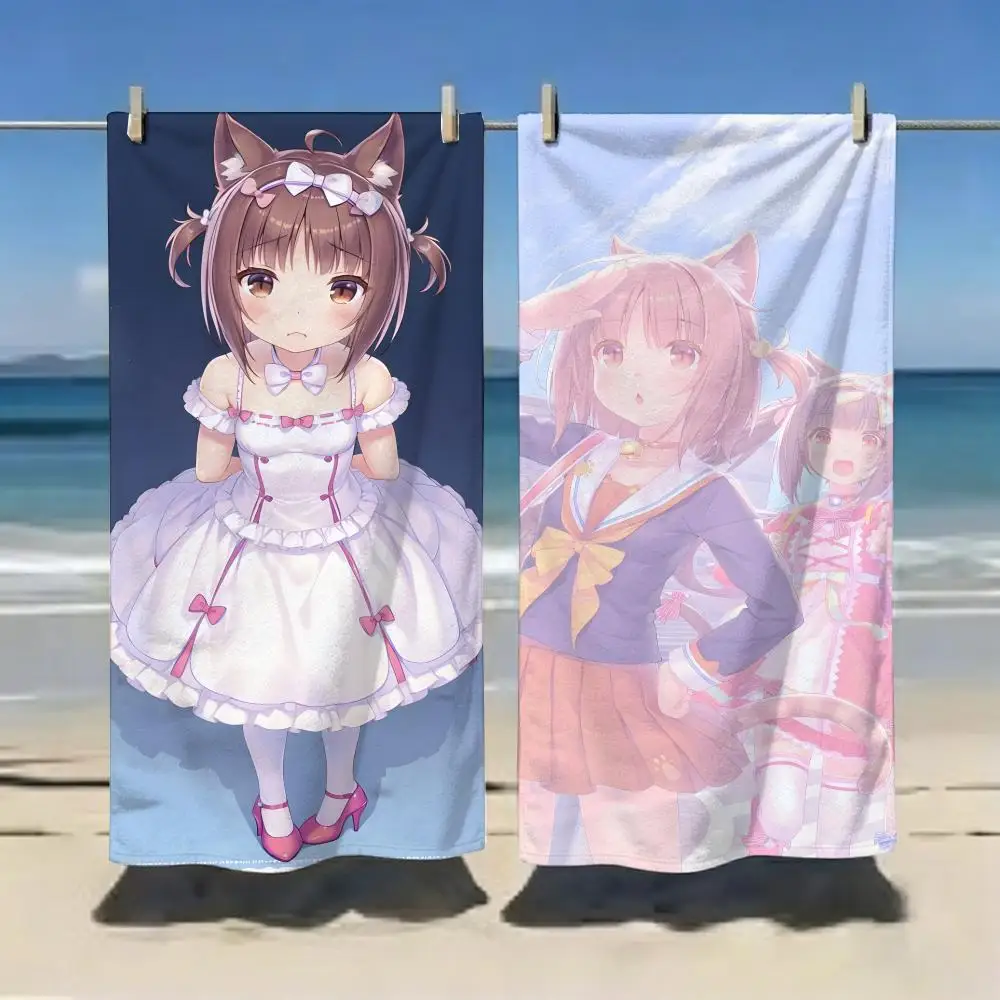Catgirl Anime N-Nekopara Towel Microfiber soft Beach Towel for Travel Fitness Sauna Bathing Camping