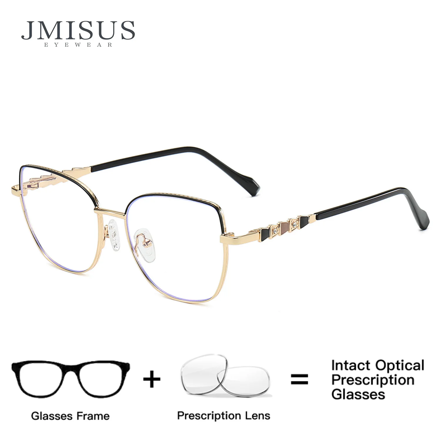JMISUS – lunettes classiques carrées en alliage métallique pour femmes, anti-lumière bleue, photochromiques, avec prescription, forme papillon