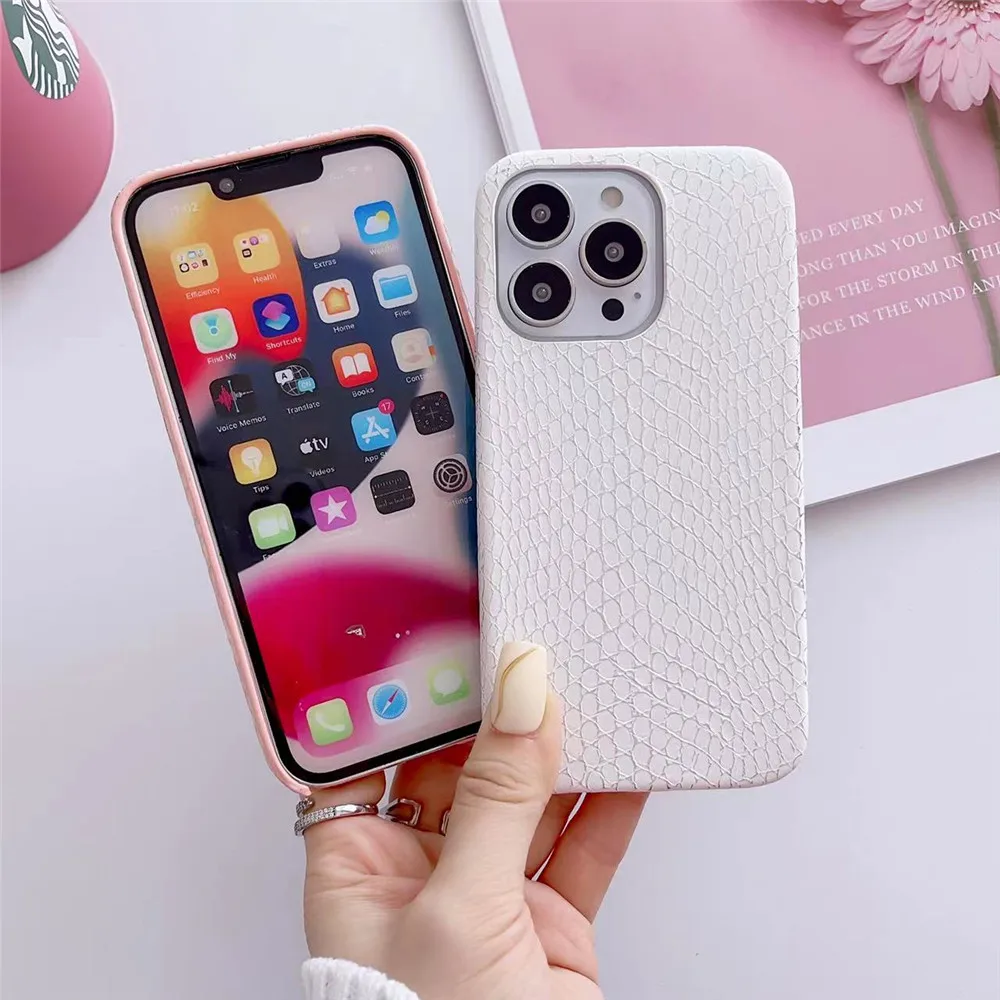 Nowe, luksusowe, modne, eleganckie, skórzane etui z fakturą skóry węża do iPhone\'a 15, 14, 13, 12, 11 Pro Max, wstrząsoodporne, miękkie etui na