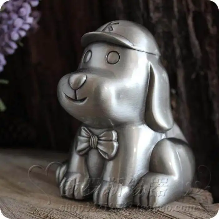 Children's Gift Coin Pet Dog Tin Piggy Box Creative Cartoon Metal Piggy Bank