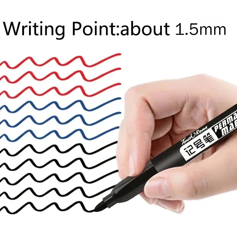 6 PCS Permanent Marker Pen Manga Drawing Markers Black Blue Red Waterproof Ink Sketch Pens Stationery Art School Supplies view 2