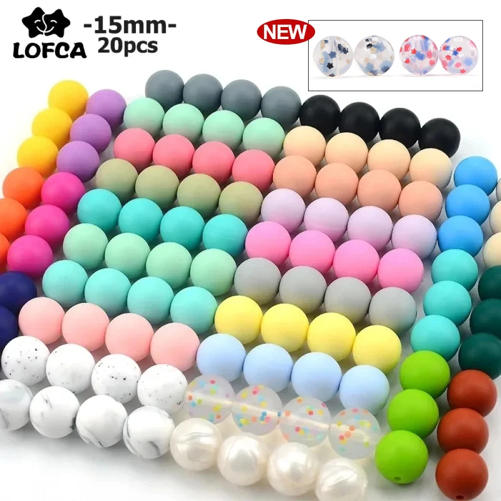 20pcs 15mm Baby Round Silicone Beads Food Grade DIY Teethers Teething Toys Nipple Holder Pacifier Chain BPA Free Silicone Beads