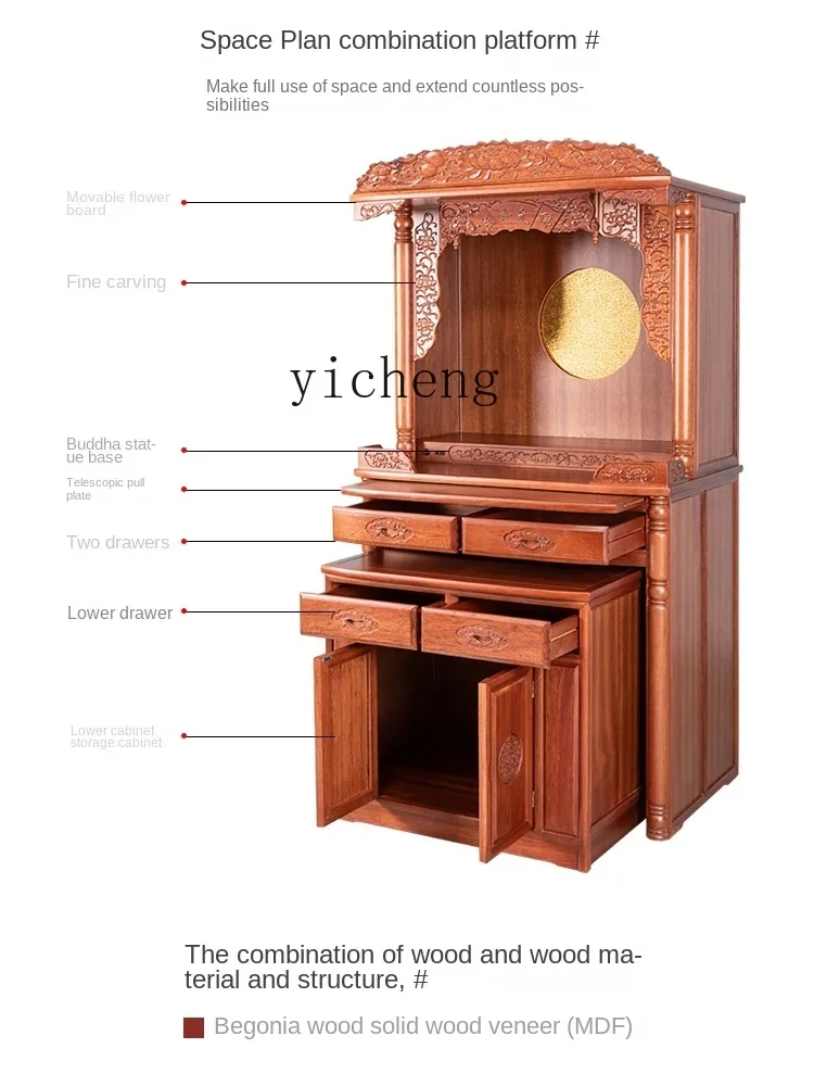 YYNew Chinese style altar, Buddhist temple, family style temple, economical Buddhist cabinet