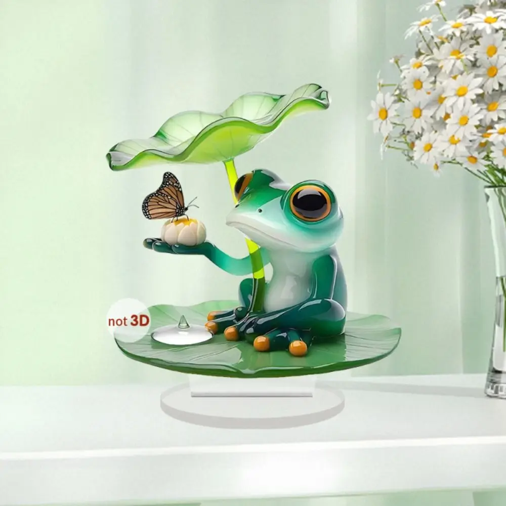 

Multipurpose Acrylic 2D Flat Frog Ornament Fresh Wear Resistant Small Frog Sign Waterproof Frog Desktop Decoration Bedroom